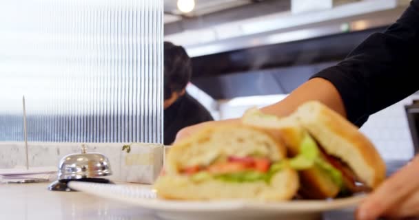 Waitress Serving Food — Stock Video