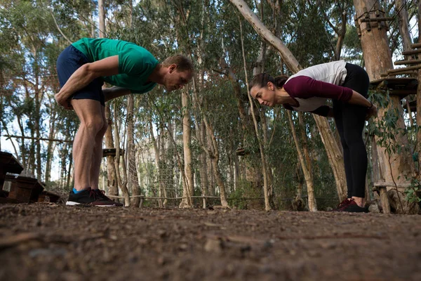 Mujer realizando ejercicio de flexión — Foto de Stock