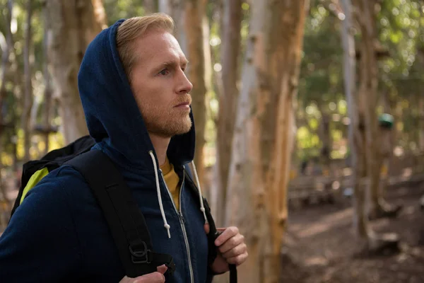 Homme sportif regardant la forêt — Photo