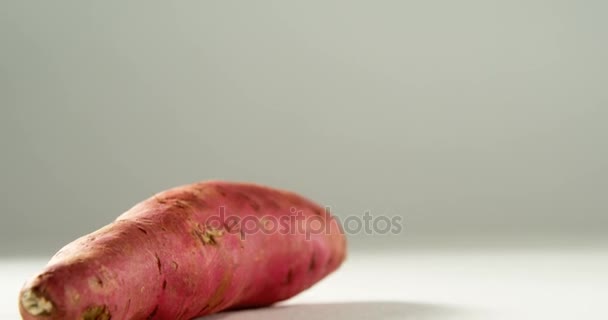 Close Sweet Potato Placed White Background — Stock Video