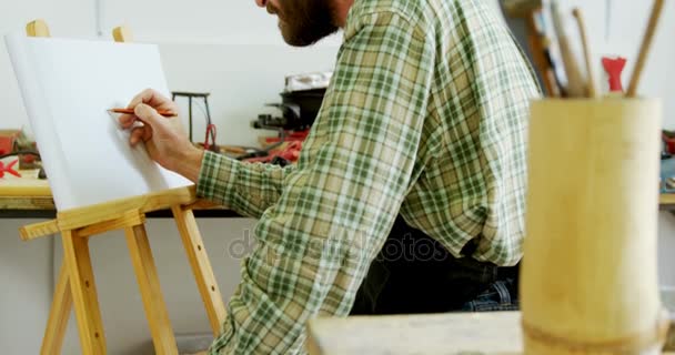 Artesanato Desenhando Projeto Escultura Oficina — Vídeo de Stock