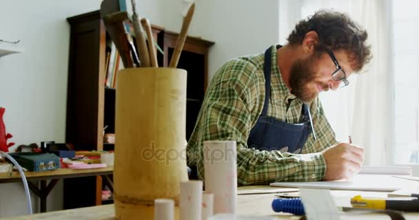 Artesanato Desenhando Projeto Escultura Oficina — Vídeo de Stock