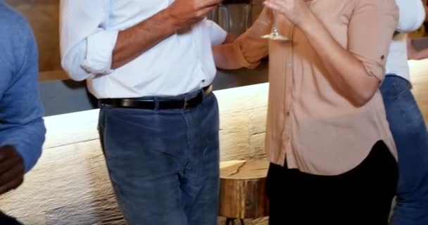 Happy Couple Interacting While Having Drink Bar — Stock Video