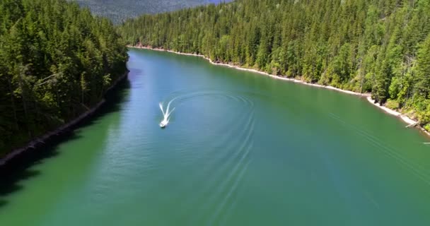 Luchtfoto Van Man Zeilen Boot Een Zonnige Dag — Stockvideo