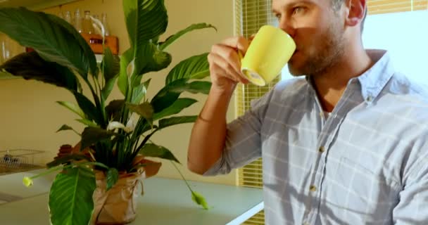 Homem Tomando Café Café — Vídeo de Stock