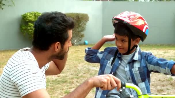 Father Son Giving High Five Each Other Garden — Stock Video