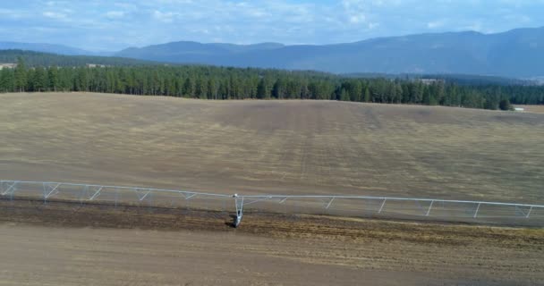 Vista Aerea Irrigazione Spruzzi Utilizzati Nel Campo Raccolto Una Giornata — Video Stock