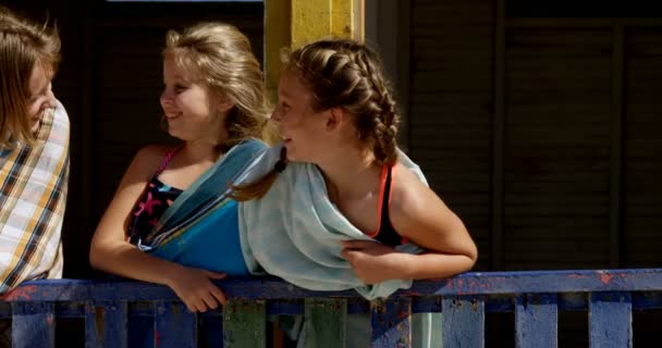 Siblings Interacting Each Other Beach — Stock Video