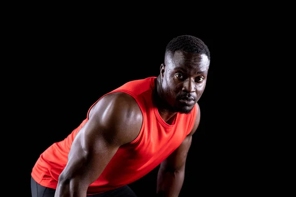 Side View Close Muscular African American Man Wearing Sports Clothes — Stock Photo, Image