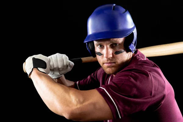 Portrait Close Caucasian Male Baseball Player Hitter Wearing Team Uniform — Stock Photo, Image