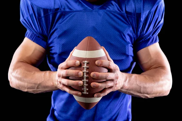 Vista Frontal Seção Média Jogador Futebol Americano Masculino Vestindo Uniforme — Fotografia de Stock