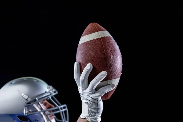 Vista Lateral Branco Futebol Americano Masculino Jogando Usando Capacete Olhando — Fotografia de Stock