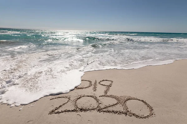 Strandurlaub Mit 2019 Und 2020 Sand — Stockfoto
