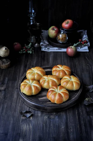 Buns Form Pumpkin Apple Stuffing — Stock Photo, Image