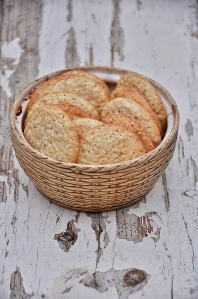 Knusprige Hausgemachte Kekse Mit Sesam — Stockfoto