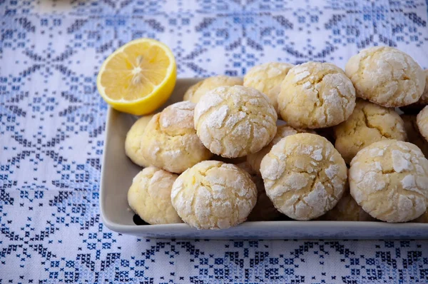 Домашнее Лимонное Печенье Трещинами — стоковое фото