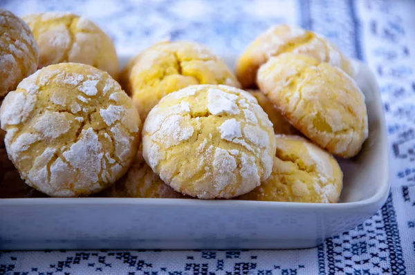 Domácí Citrónový Soubory Cookie Trhlinami — Stock fotografie