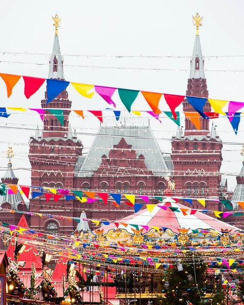 Backdrop Building Historical Museum Christmas Market Red Square Moscow — Stock Photo, Image