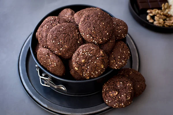 Forma Metal Galletas Chocolate Con Sésamo — Foto de Stock