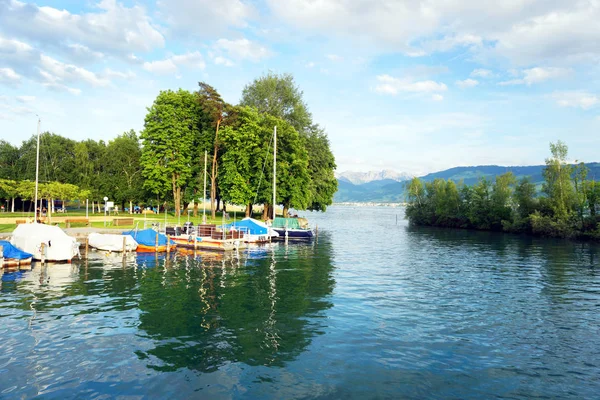 Swiss alps in Rapperswil — Stock Photo, Image