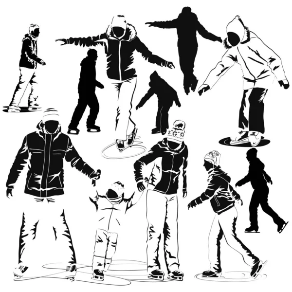 People on an skating rink — Stock Vector