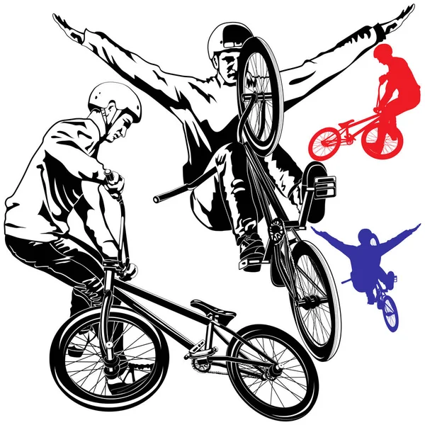 Vector BMX Motociclistas — Vetor de Stock