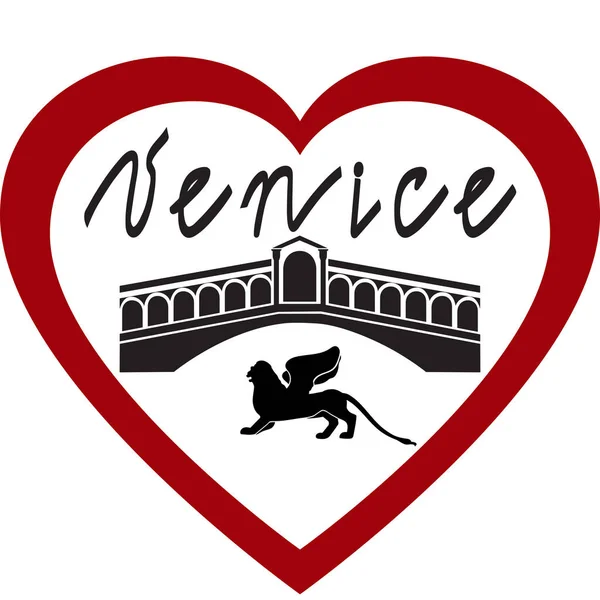 Ik hou van Venetië — Stockvector