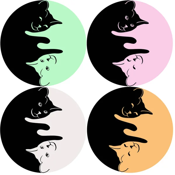 Yin yang symbole chats — Image vectorielle