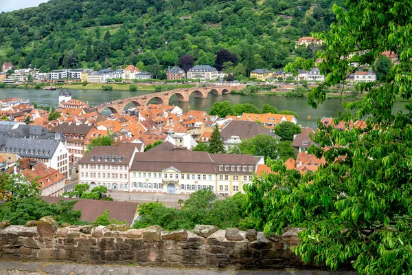 Heidelberg z Alte Brucke — Zdjęcie stockowe