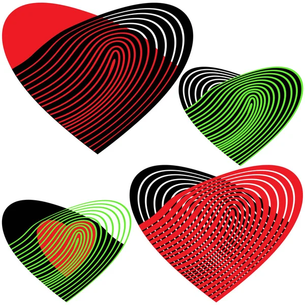 Coeurs symboles des empreintes digitales — Image vectorielle