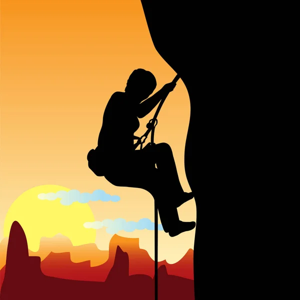 Rock climber on cliff — Stock Vector