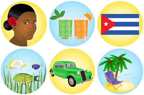 Kuba Symboler illustration — Stock vektor