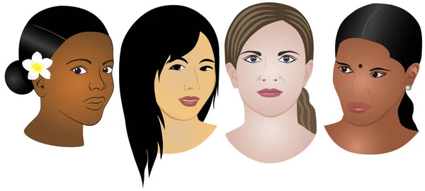 Portrét čtyř dívek — Stockový vektor