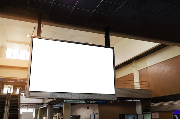 big lcd tv screen, blank advertising billboard or light box showcase at airport or subway train station, copy space for your text message or media content, advertisement, commercial, marketing concept