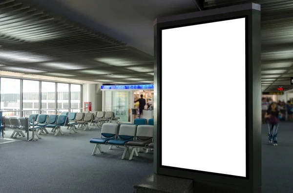 Mock Van Verticale Leeg Reclame Billboard Lichtbak Vitrine Met Mensen — Stockfoto