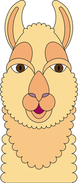 Lama v geometrické plochý barevný portrét. Hlavy přední — Stockový vektor