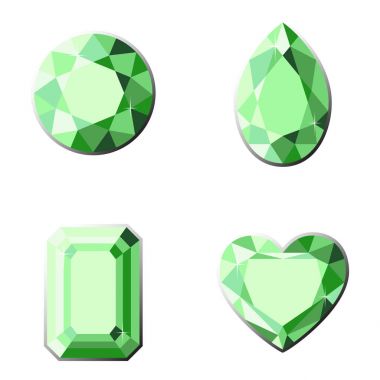 Değerli taşlar ile farklı tip-in kesme seti.