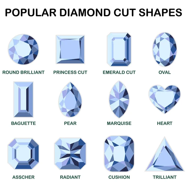 Forme popolari taglio diamante — Vettoriale Stock