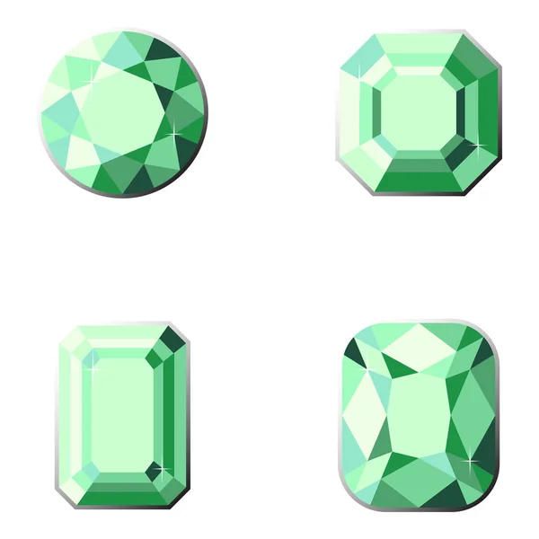Set of precious stones with different types of cut. — Stock Vector