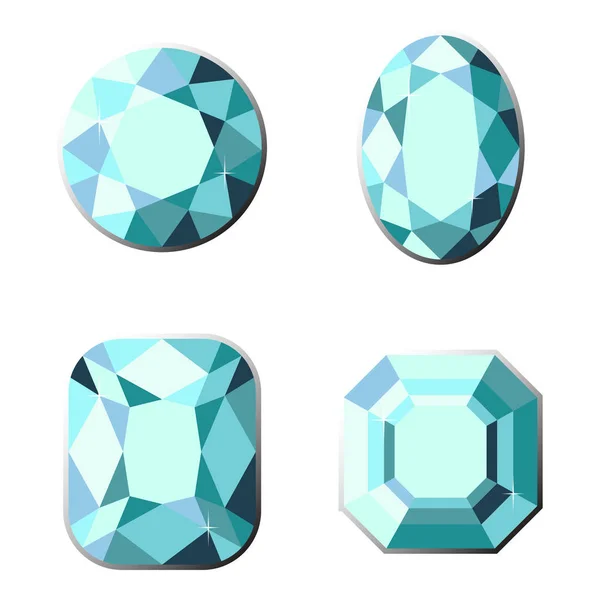 Set of precious stones with different types of cut. — Stock Vector