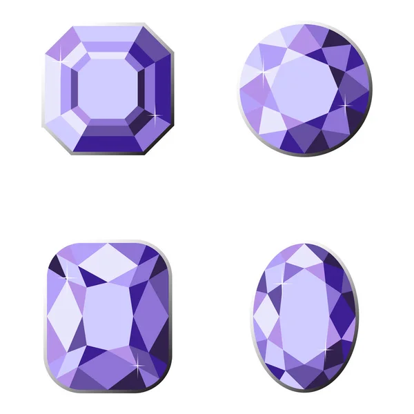 Set of precious stones with different types of cut. — Stock Vector