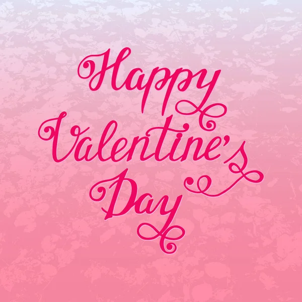 Szczęśliwy Valentine's Day ręcznie rysowane pędzla napis na różowe tekstury — Wektor stockowy