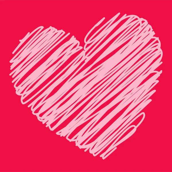 Textura de garabato corazón de San Valentín rosa. Símbolo de amor. Grunge holid — Vector de stock