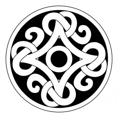 Siyah daire grafik bir tarzda eski viking süsleme. Vect