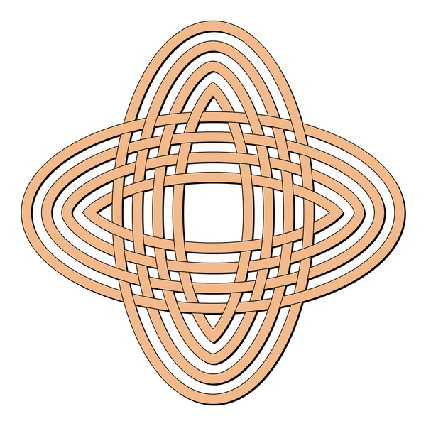 Keltischer Knoten im Kreis. Brauner geometrischer Knoten — Stockvektor