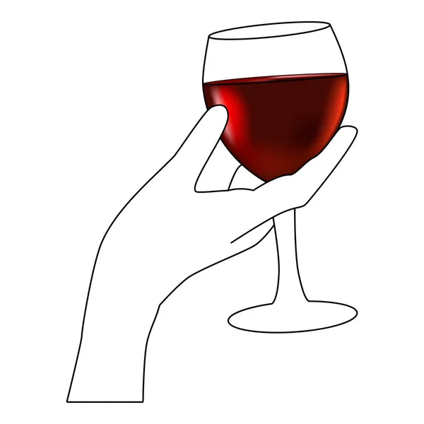 Degustación de vino tinto - Ilustración con una mujer que prueba una copa de vino tinto — Archivo Imágenes Vectoriales