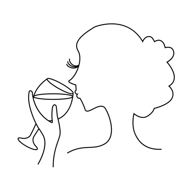 Provsmakning rött vin - Illustration med en kvinna som smaka ett glas rött vin — Stock vektor
