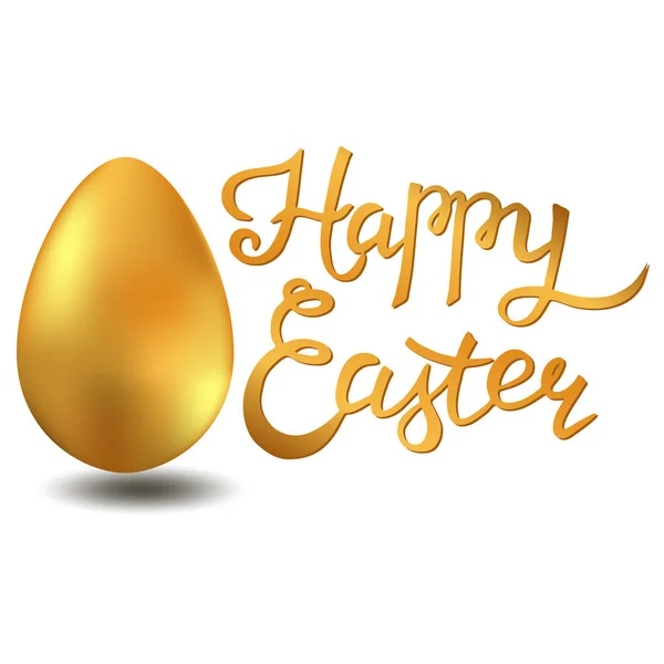 Felicitări de Paște fericite cu ou de aur. Scrisori trase de mână — Vector de stoc