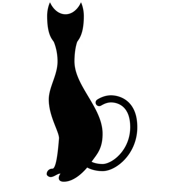 Stylized silhouette of a sitting black cat. Logo style — Stock Vector