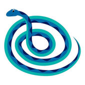 Kreslený Legrační barevný had. Izolované na bílém pozadí